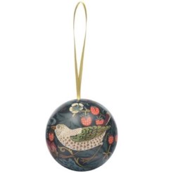 WM3141-BLUE Bird and Berries Chrismas Bauble